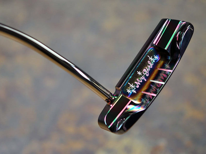 The Black Pearl finish picks up dancing iridescent rainbow hues in the light and is the perfect palette for the My Girl Cotton Candy Pink and Purple paintfill. Three sight lines in alternating pink and white on the flange assist with alignment.